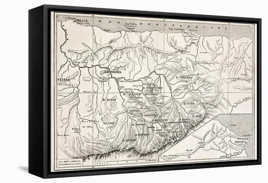 Kabylie Old Map, Algeria. Created By Erhard, Published On Le Tour Du Monde, Paris, 1867-marzolino-Framed Stretched Canvas