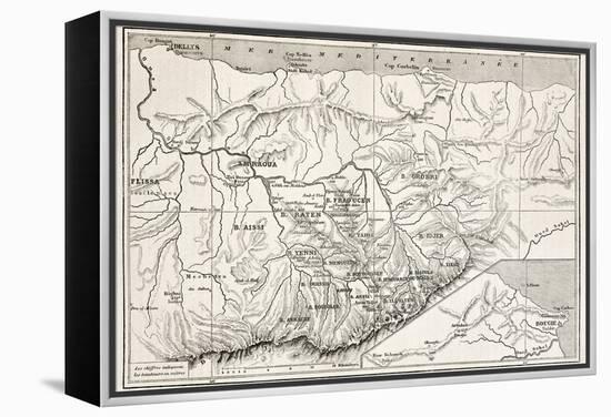 Kabylie Old Map, Algeria. Created By Erhard, Published On Le Tour Du Monde, Paris, 1867-marzolino-Framed Stretched Canvas