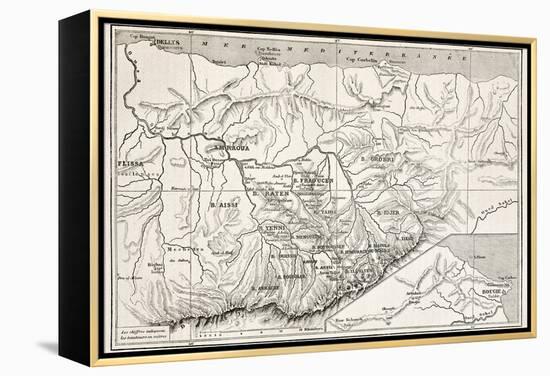 Kabylie Old Map, Algeria. Created By Erhard, Published On Le Tour Du Monde, Paris, 1867-marzolino-Framed Stretched Canvas