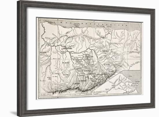 Kabylie Old Map, Algeria. Created By Erhard, Published On Le Tour Du Monde, Paris, 1867-marzolino-Framed Art Print