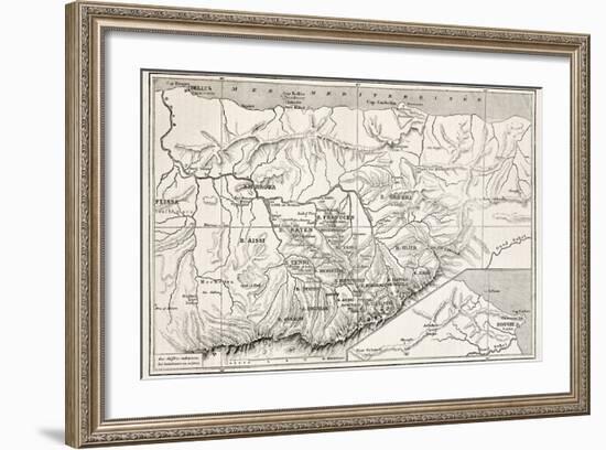 Kabylie Old Map, Algeria. Created By Erhard, Published On Le Tour Du Monde, Paris, 1867-marzolino-Framed Art Print