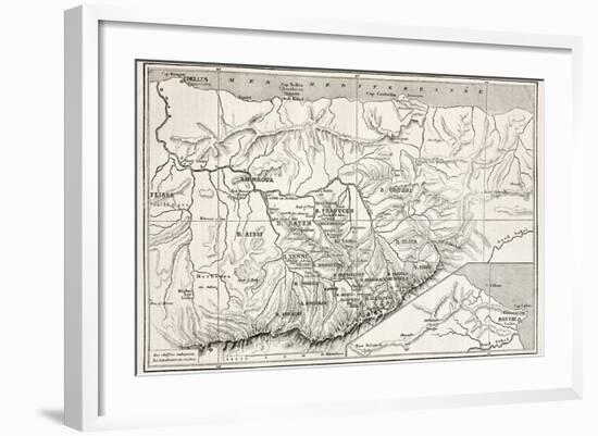 Kabylie Old Map, Algeria. Created By Erhard, Published On Le Tour Du Monde, Paris, 1867-marzolino-Framed Art Print