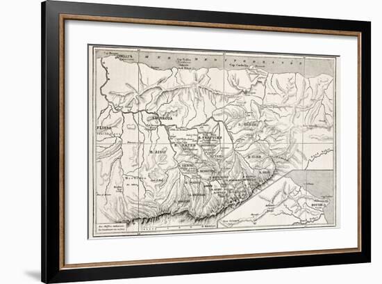 Kabylie Old Map, Algeria. Created By Erhard, Published On Le Tour Du Monde, Paris, 1867-marzolino-Framed Art Print