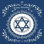 Jewish Hanukkah Holiday Background with Magen David Star - Vector Illustration-kaetana-Framed Stretched Canvas