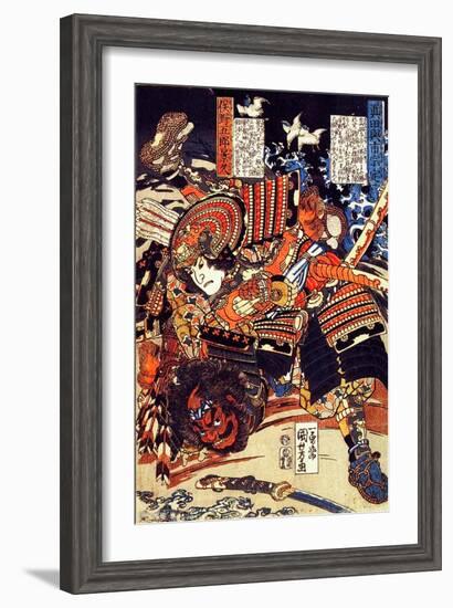Kagehisa and Yoshitada Wrestling-Kuniyoshi Utagawa-Framed Giclee Print