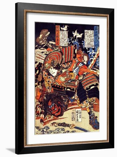 Kagehisa and Yoshitada Wrestling-Kuniyoshi Utagawa-Framed Giclee Print