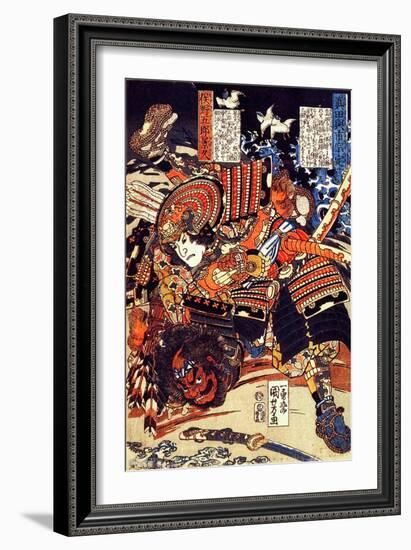 Kagehisa and Yoshitada Wrestling-Kuniyoshi Utagawa-Framed Giclee Print