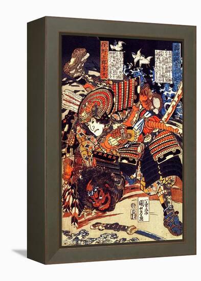 Kagehisa and Yoshitada Wrestling-Kuniyoshi Utagawa-Framed Premier Image Canvas