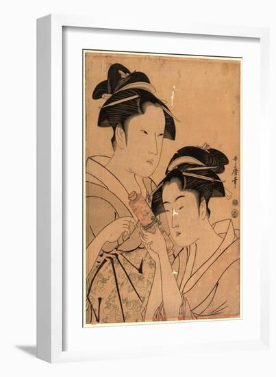 Kagiya Osen to Takashima Ohisa-Kitagawa Utamaro-Framed Giclee Print