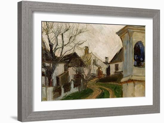 Kahle Baeume, Haeuser Und Bildstock (Klosterneuburg, Austria)-Egon Schiele-Framed Giclee Print