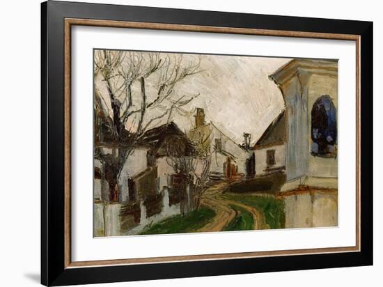 Kahle Baeume, Haeuser Und Bildstock (Klosterneuburg, Austria)-Egon Schiele-Framed Giclee Print