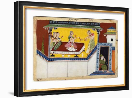 Kaikeyi, King Dasaratha's Second Queen, Rewarding the Hunchback Maidservant Manthara, C.1690-1700-null-Framed Giclee Print