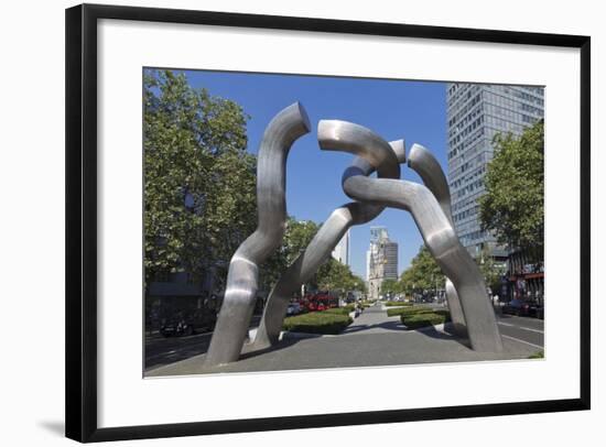 Kaiser Wilhelm Memorial Church and Sculpture in Kurfurstendamm, Berlin, Germany-Markus Lange-Framed Photographic Print