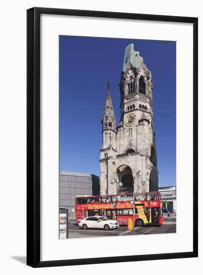 Kaiser Wilhelm Memorial Church and Sightseeing Bus at the Kurfurstendamm, Berlin, Germany-Markus Lange-Framed Photographic Print