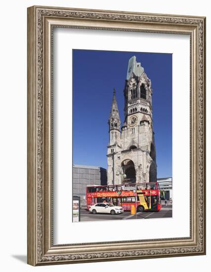 Kaiser Wilhelm Memorial Church and Sightseeing Bus at the Kurfurstendamm, Berlin, Germany-Markus Lange-Framed Photographic Print