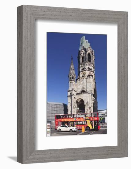 Kaiser Wilhelm Memorial Church and Sightseeing Bus at the Kurfurstendamm, Berlin, Germany-Markus Lange-Framed Photographic Print