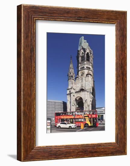 Kaiser Wilhelm Memorial Church and Sightseeing Bus at the Kurfurstendamm, Berlin, Germany-Markus Lange-Framed Photographic Print