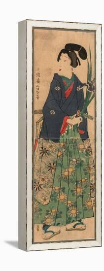 Kakitsubata O Matsu Wakashu Young Dandy Carrying Irises. Taiso-Tsukioka Yoshitoshi-Framed Premier Image Canvas