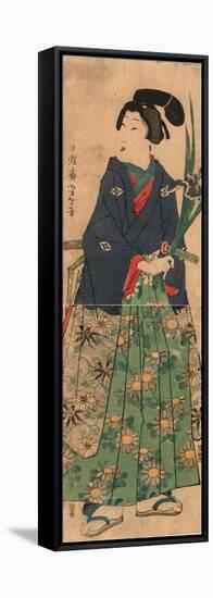 Kakitsubata O Matsu Wakashu Young Dandy Carrying Irises. Taiso-Tsukioka Yoshitoshi-Framed Premier Image Canvas