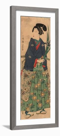 Kakitsubata O Matsu Wakashu Young Dandy Carrying Irises. Taiso-Tsukioka Yoshitoshi-Framed Giclee Print