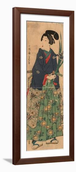 Kakitsubata O Matsu Wakashu Young Dandy Carrying Irises. Taiso-Tsukioka Yoshitoshi-Framed Giclee Print