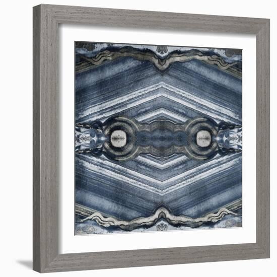 Kaleidoscope Blues And Silvers-Jace Grey-Framed Art Print