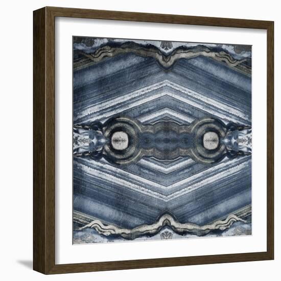 Kaleidoscope Blues And Silvers-Jace Grey-Framed Art Print