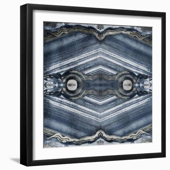 Kaleidoscope Blues And Silvers-Jace Grey-Framed Art Print