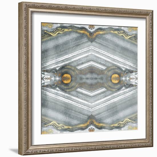 Kaleidoscope Gold and Grey-Jace Grey-Framed Art Print