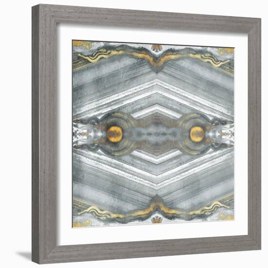 Kaleidoscope Gold and Grey-Jace Grey-Framed Art Print