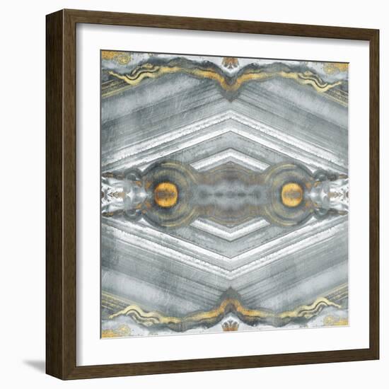 Kaleidoscope Gold and Grey-Jace Grey-Framed Art Print