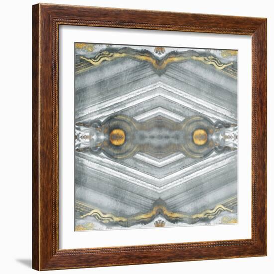 Kaleidoscope Gold and Grey-Jace Grey-Framed Art Print