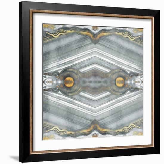 Kaleidoscope Gold and Grey-Jace Grey-Framed Art Print