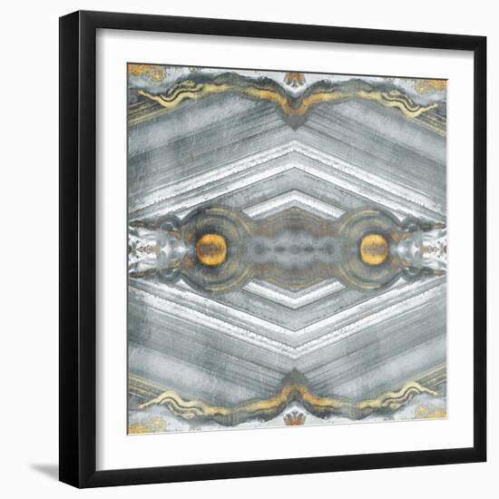 Kaleidoscope Gold and Grey-Jace Grey-Framed Art Print