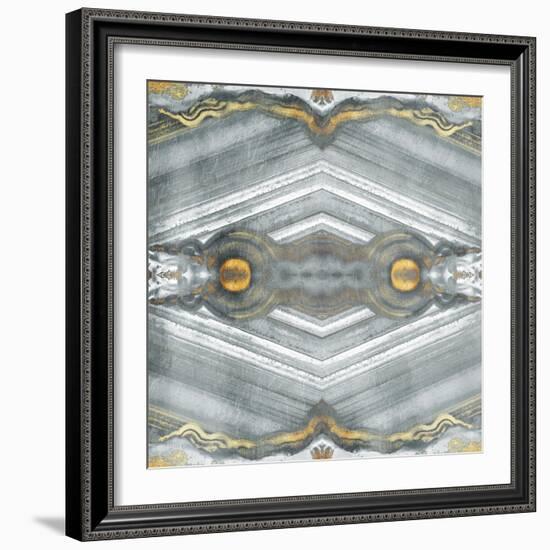 Kaleidoscope Gold and Grey-Jace Grey-Framed Art Print