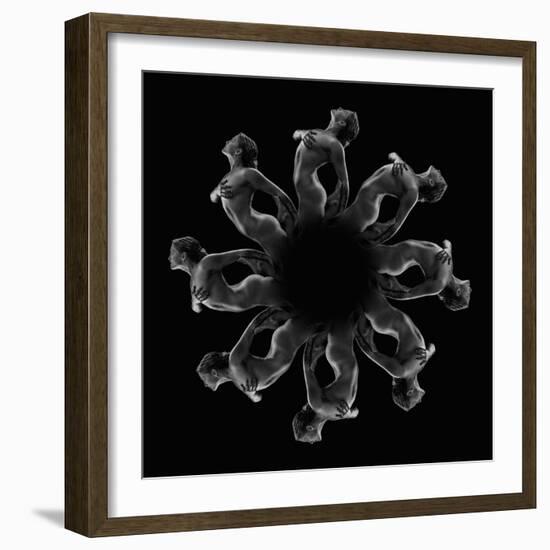 Kaleidoscope pattern of naked woman posing against black background-Panoramic Images-Framed Photographic Print