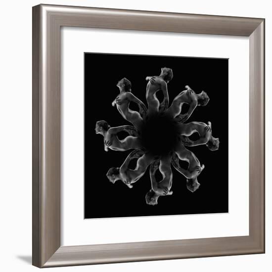 Kaleidoscope pattern of naked woman posing against black background-Panoramic Images-Framed Photographic Print