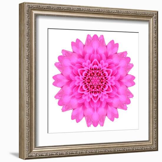 Kaleidoscopic Chrystanthemum Flower Mandala-tr3gi-Framed Art Print