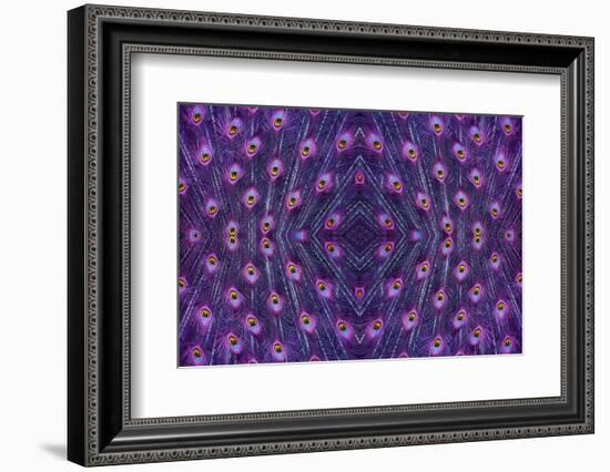 Kaleidoscopic montage of a peacock feather-Georgette Douwma-Framed Photographic Print