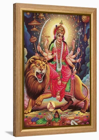 Kali Riding Lion-null-Framed Stretched Canvas