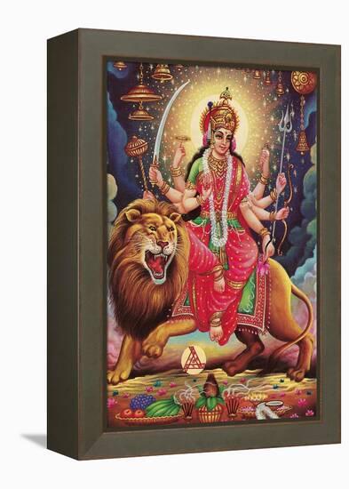 Kali Riding Lion-null-Framed Stretched Canvas