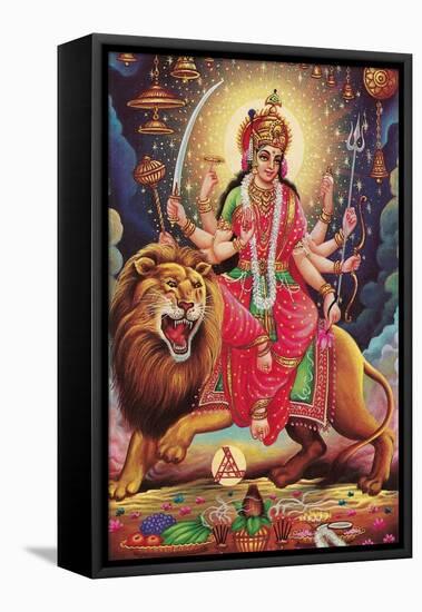 Kali Riding Lion-null-Framed Stretched Canvas