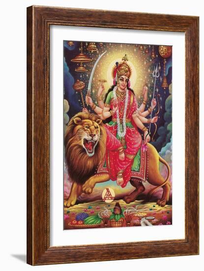 Kali Riding Lion-null-Framed Art Print