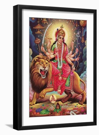 Kali Riding Lion-null-Framed Art Print