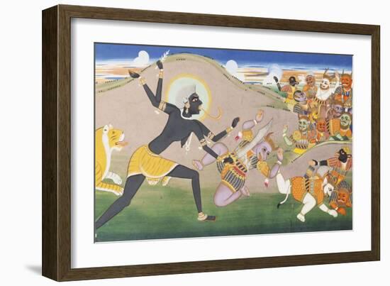 Kali Slaying Demons. Illustration to the Markanddeya Purana. Jaipur, c.1800-1820-null-Framed Giclee Print