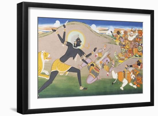 Kali Slaying Demons. Illustration to the Markanddeya Purana. Jaipur, c.1800-1820-null-Framed Giclee Print