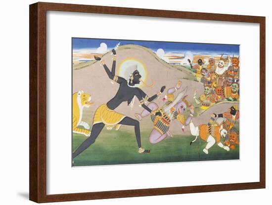 Kali Slaying Demons. Illustration to the Markanddeya Purana. Jaipur, c.1800-1820-null-Framed Giclee Print