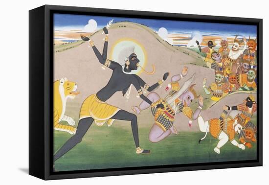 Kali Slaying Demons. Illustration to the Markanddeya Purana. Jaipur, c.1800-1820-null-Framed Premier Image Canvas