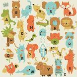Zoo Alphabet with Cute Animals in Cartoon Style.-Kaliaha Volha-Premium Giclee Print