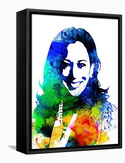 Kamala Harris Watercolor-Olivia Morgan-Framed Stretched Canvas